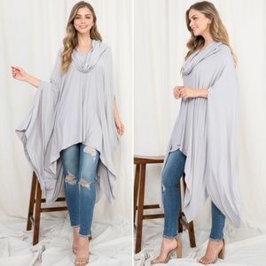 Grey Poncho Top